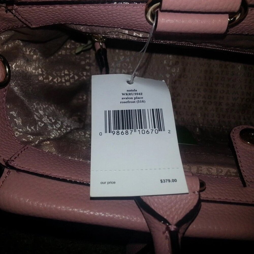 KATE SPADE New York-AVALON PLACE NATALA-ROSEFROST Pebbled Leather Tote w/Strap- - Picture 6 of 8